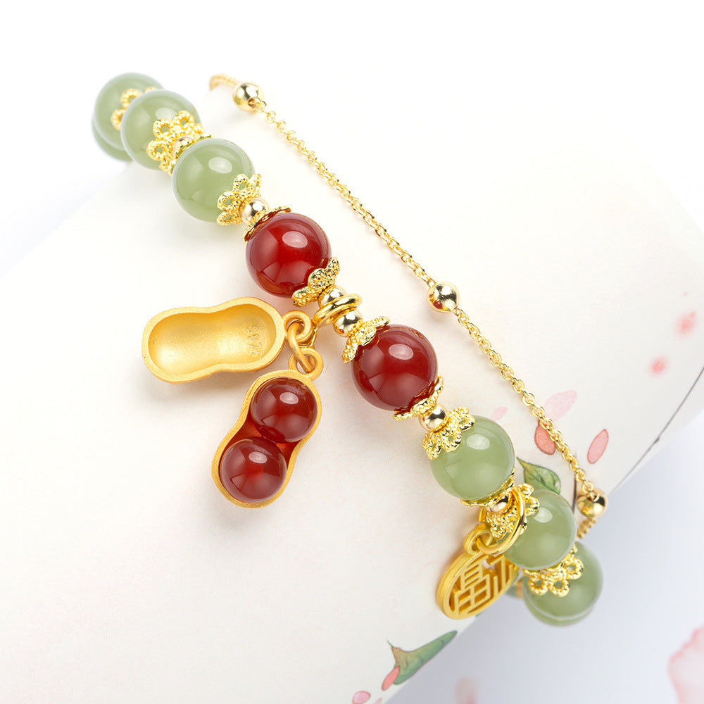 Green Pearl Fortune Brand Red Peanut Bracelet