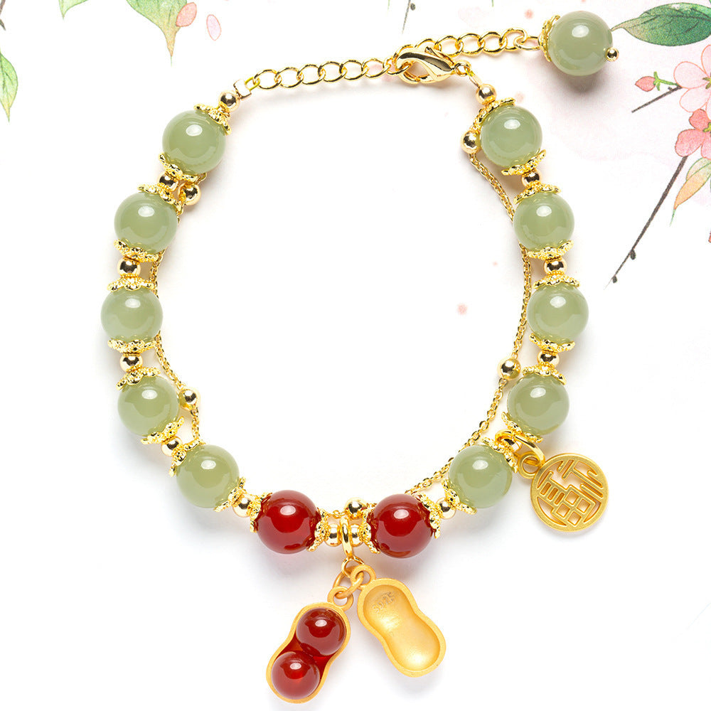 Green Pearl Fortune Brand Red Peanut Bracelet